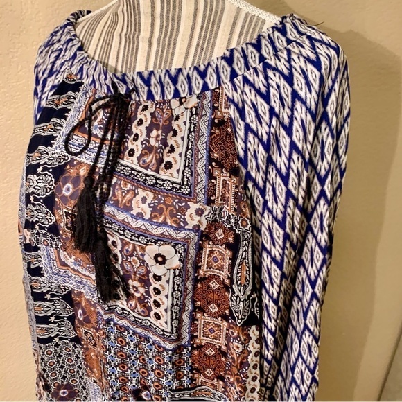 NWT Hem & Thread Skirt Poncho Combo Large Patchwork Boho Rayon Floral Geometric - Picture 12 of 15